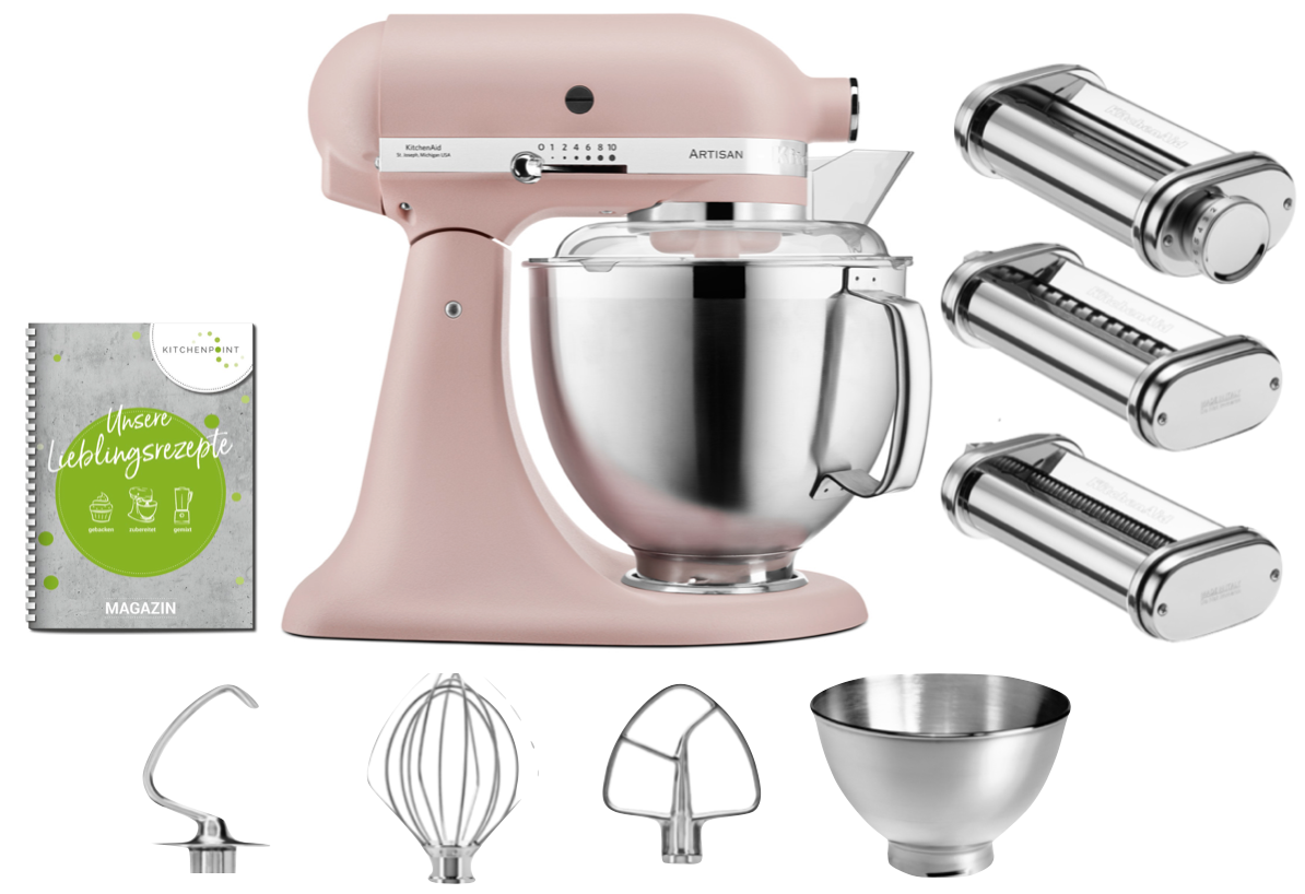 KitchenAid Küchenmaschine Artisan 185 Pasta Set Feather Pink Günstig
